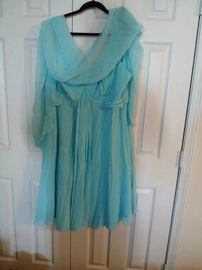 David's bridal gown - a light blue chiffon dress embellished with beads